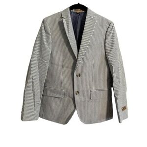 Class Clubs Blazer Mid 2 Blue Seersucker Striped Jacket Preppy Wedding School